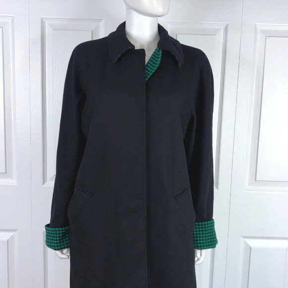AQUASCUTUM women's fall coat with houndstooth collar and sleeves XL - Picture 2 of 2